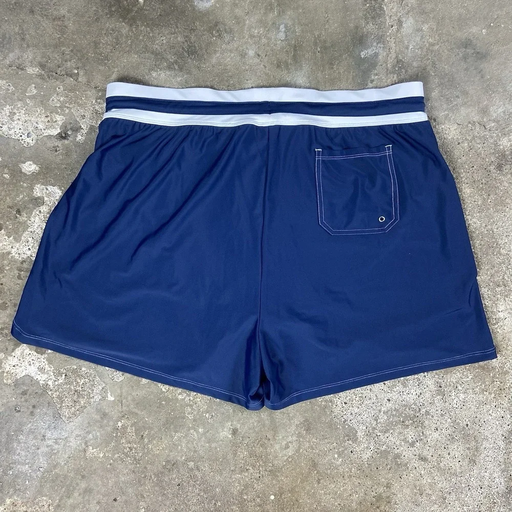 NWT Free Country Board Shorts Women's  Size 2X Navy/White Drawstring Swim Trunks